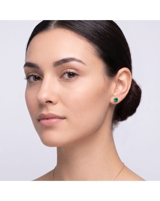 Spero London Green 9Ct Solid Emerald Stud Earrings
