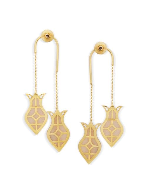 Dhwani Bansal Metallic Amphora Earrings With Mother Of Pearl