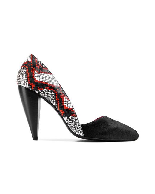 Rosamund Muir London Red Romera Duo Texture & Snake Print Heels