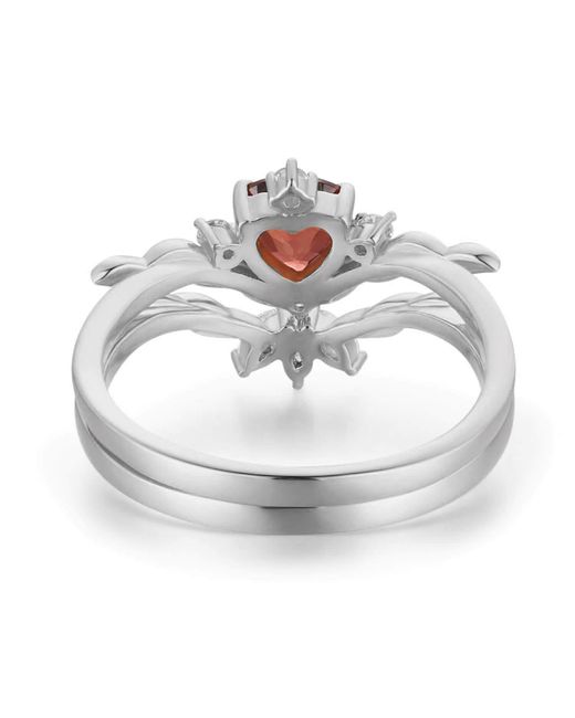 Azura Jewelry New York White Flaming Heart Mozambique Garnet Vermeil Ring Set