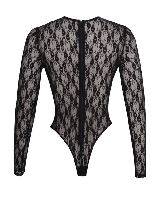 Miss Circle New York Black Maisie Lace Long Sleeve Bodysuit