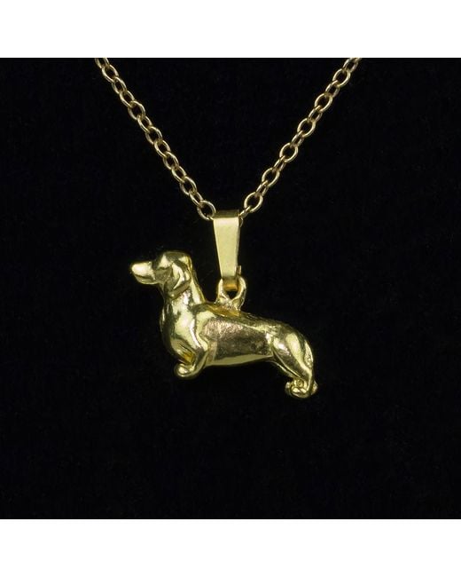 Simon Kemp Jewellers Metallic Dachshund Pendant Eighteen Carat On Solid Sterling