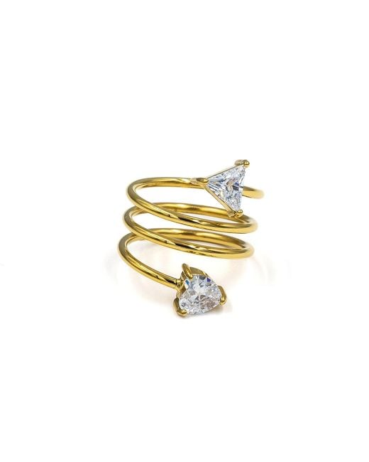 Superdivajewellery Metallic Spiral Diamanté Ring
