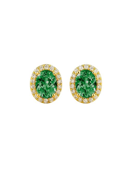Juvetti Green Mina Oval Emerald & Diamond Halo Earrings