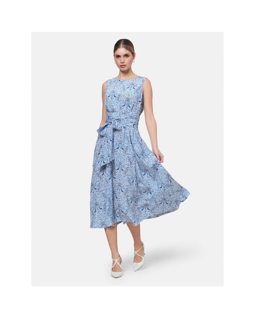 Helen Mcalinden Blue Avril Stripe And Bow Print Dress