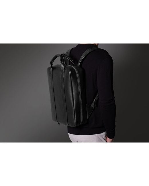 Harber London Black Leather Backpack for men