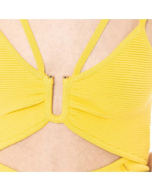 Nissa Yellow Knitted Midi Dress