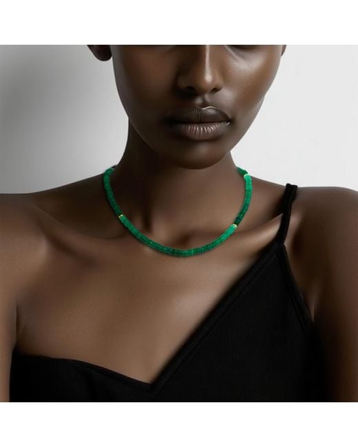 Bombyx House Green Agate Ombre Bead Necklace