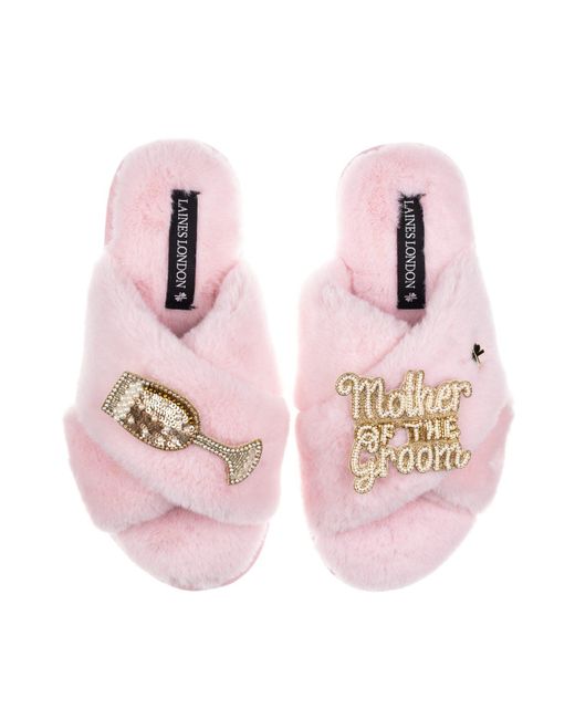 Laines London Pink Classic Laines Slippers With Mother Of The Groom Brooches
