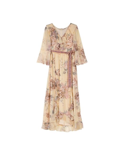 Niza Natural Sleeveless Maxi Dress With Floral Embroidery On The Chest