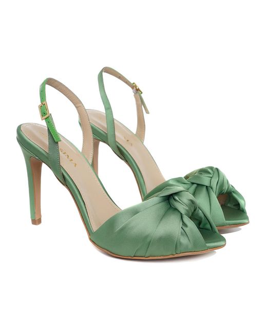 Ginissima Green Sofia Satin Sandals, Sage