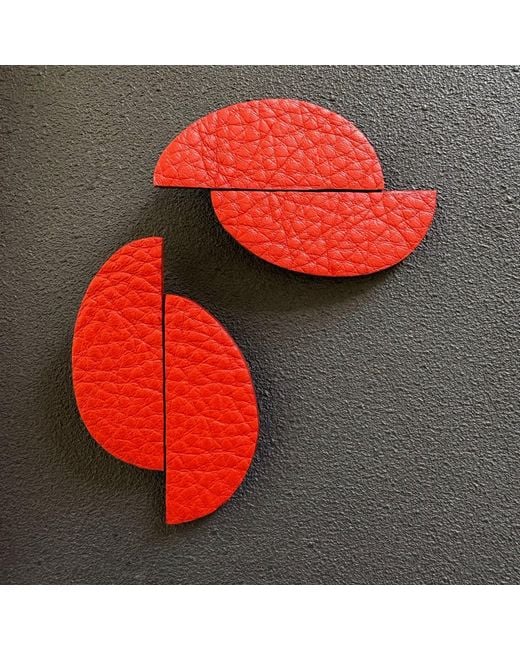WAIWAI Red Echo Statement Leather Earrings