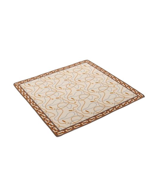 Le Parmentier Natural Neutrals Heritage Chain And Pearls Silk Square Scarf