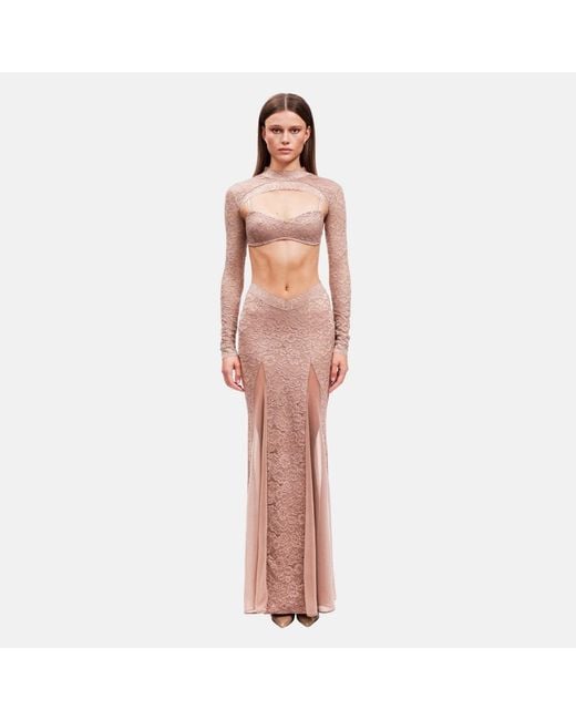 OW Collection Pink Naia Lace Maxi Dress