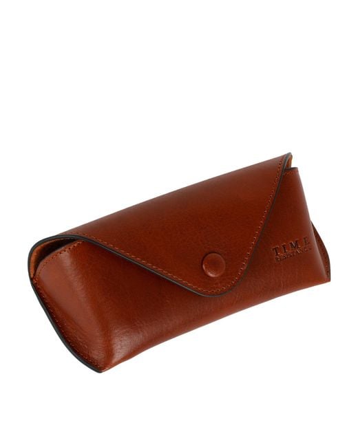 Time Resistance Brown Leather Glasses Case For