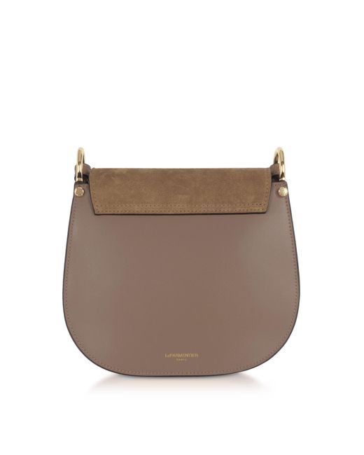 Le Parmentier Brown Neutrals Agave Suede & Smooth Leather Shoulder Bag
