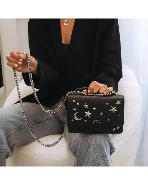 Luna Charles Black Nova Star Studded Handbag
