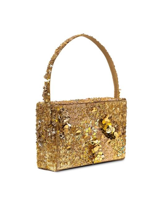 Simitri Metallic Golden Ember Box Clutch
