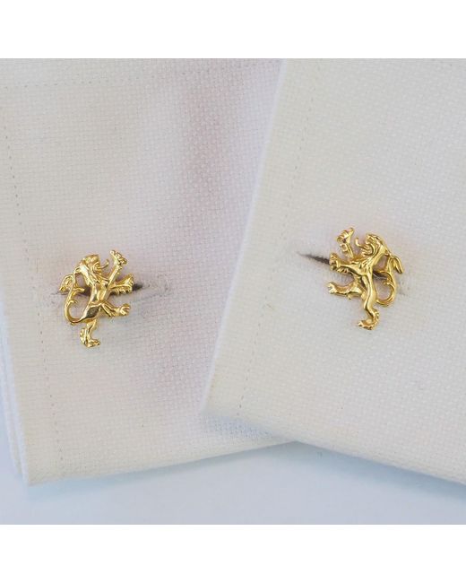Simon Kemp Jewellers Metallic Rampant Lion Cufflinks Eighteen Carat On Solid Sterling for men