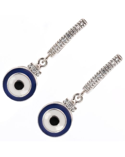 Ebru Jewelry Blue Evil Eye Sterling Silver Earrings