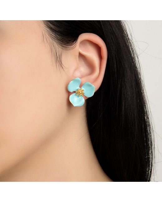 Milou Jewelry Blue Bloom Flower Earrings