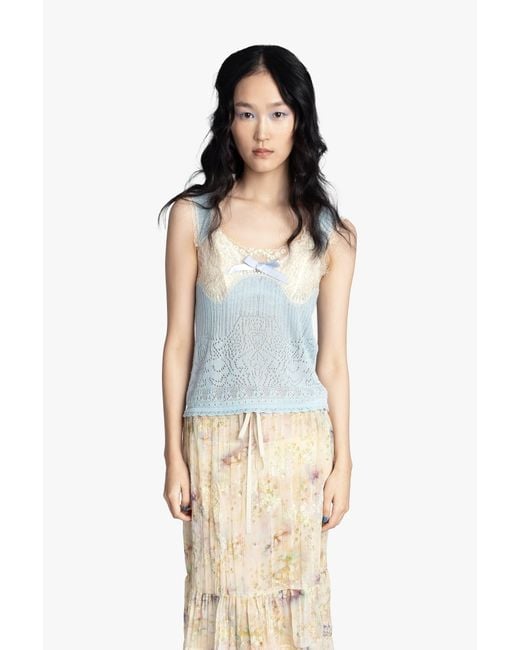 Anna Sui Blue Lingerie Lace Knit Camisole