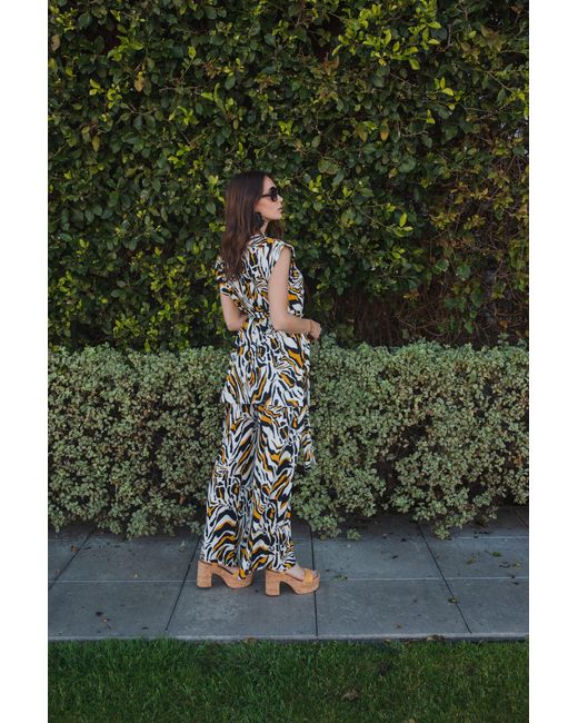 Jennafer Grace Metallic Saffron Zebra Tunic & Palazzo Set