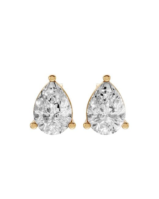 Aya Fine Jewelry White Pear Shaped Lab Diamond Solitaire Stud Earrings