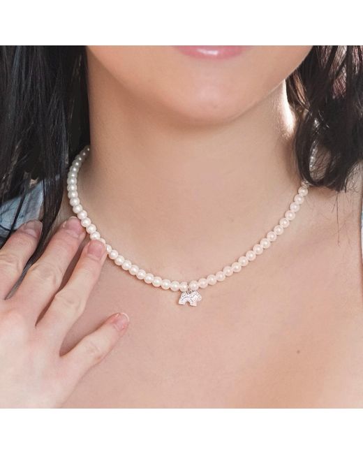 Cloud Haven Metallic Faux-Pearl Logo Pendant Necklace