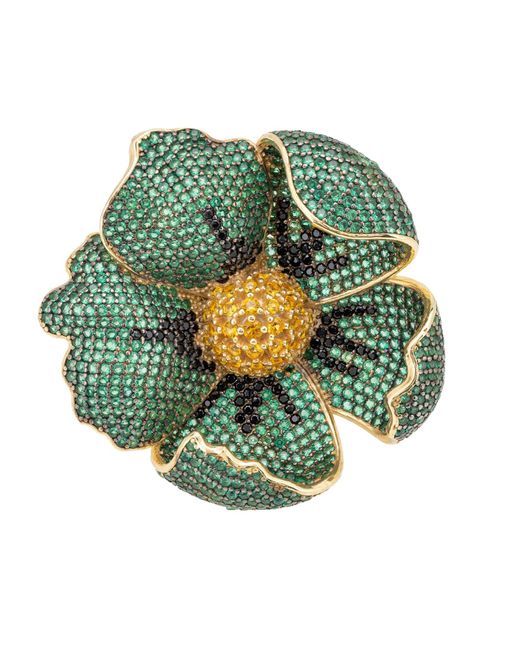 Latelita London Poppy Flower Green Ring Gold