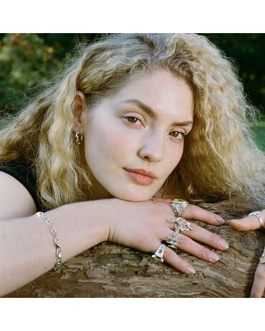 Luna Delphine White Serpent Ring