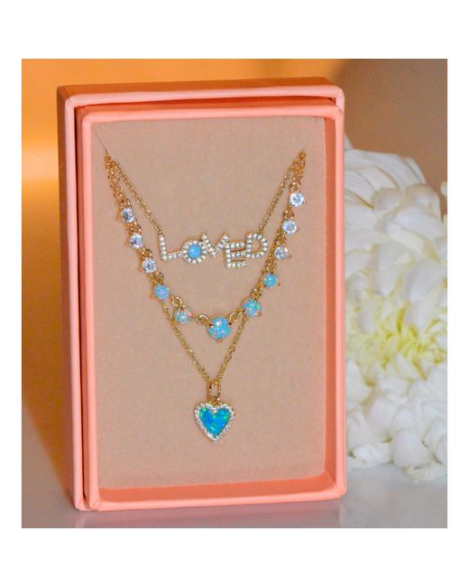 KAMARIA Blue Mini Opal Heart Necklace With Crystals
