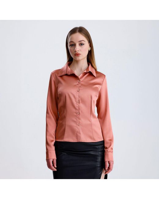 Maan Istanbul Pink Slim Fit Satin Dusty Rose Shirt