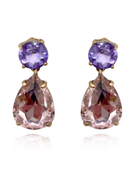 Michael Nash Jewelry Purple Large Pear-Faceted Rose And Light Amethyst Crystal Drop Earrings