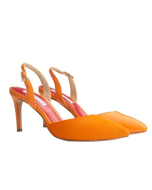 Rosamund Muir London Orange Augusta Duo-Texture Slingback Heels