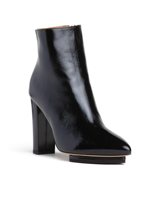 Beautiisoles by Robyn Shreiber Made in Italy Black Tessa Patent Leather Platform Ankle Bootie For Work Valentine Evening