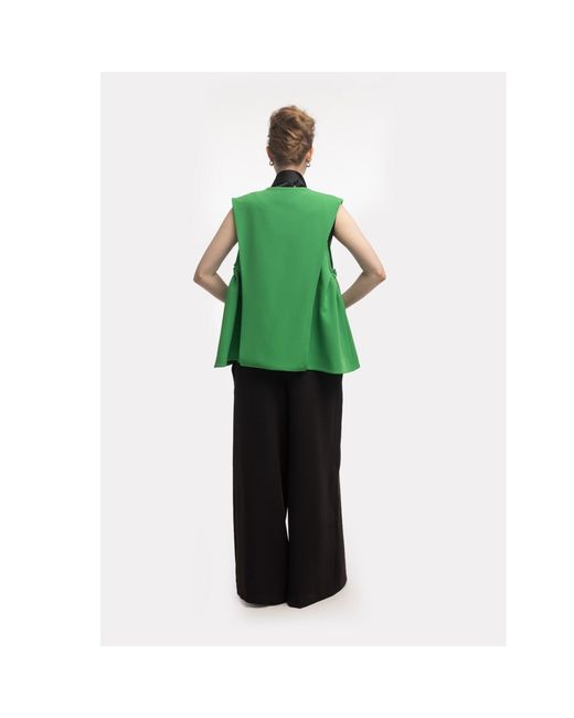 Julia Allert Black Wide-Leg Trousers With Contrasting Waistband