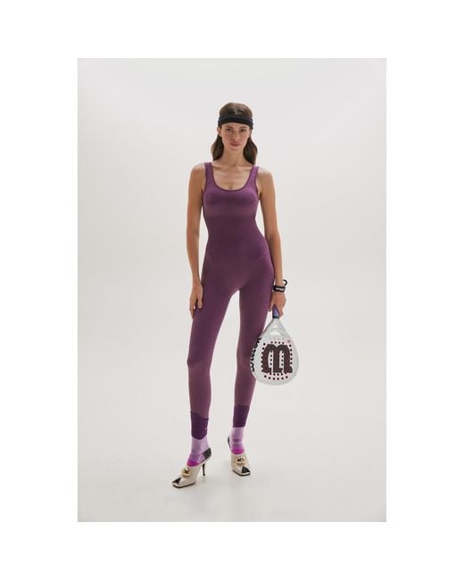 Altra Volta Purple Sculpted Ribbed Jumpsuit