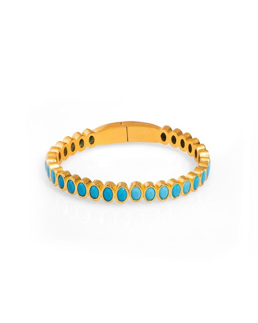Ebru Jewelry Metallic Teardrop Gemstone & Bangle Bracelet