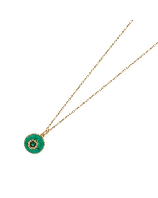 Ebru Jewelry Green Enamel Evil Eye Pendant Gold Chain Necklace