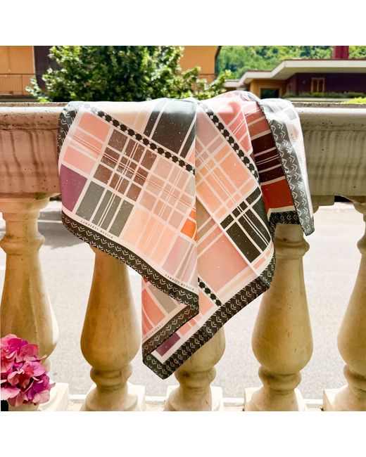 Lamberty Munich Pink Soft Grid Italian Silk Scarf Multi Colours
