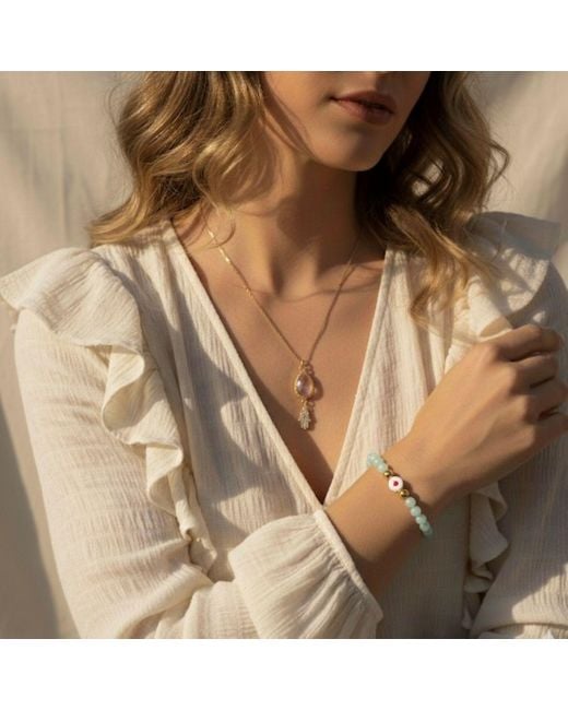Seven Saints Blue Moonstone Heart Bracelet For Balance And Minted Glow