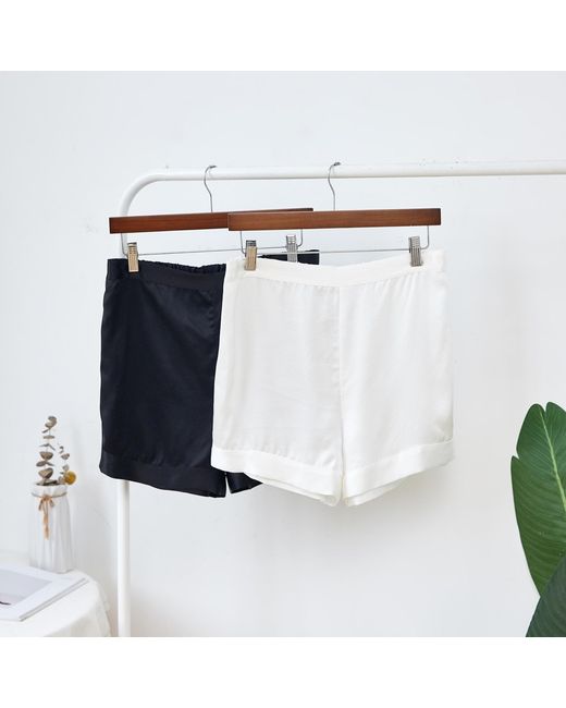 Soft Strokes Silk Blue Pure Mulberry Silk High-Waisted Shorts