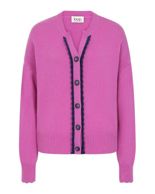 Loop Cashmere Pink Shell Edge Cardigan