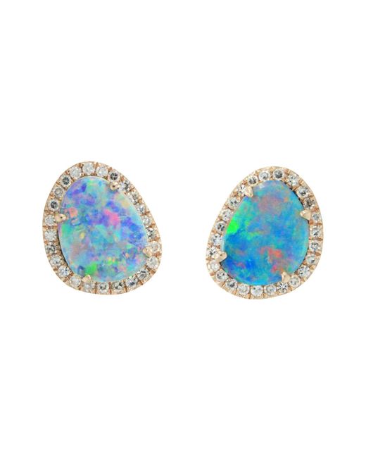 KAMARIA Green Diamond Opal Pebble Stud Earrings