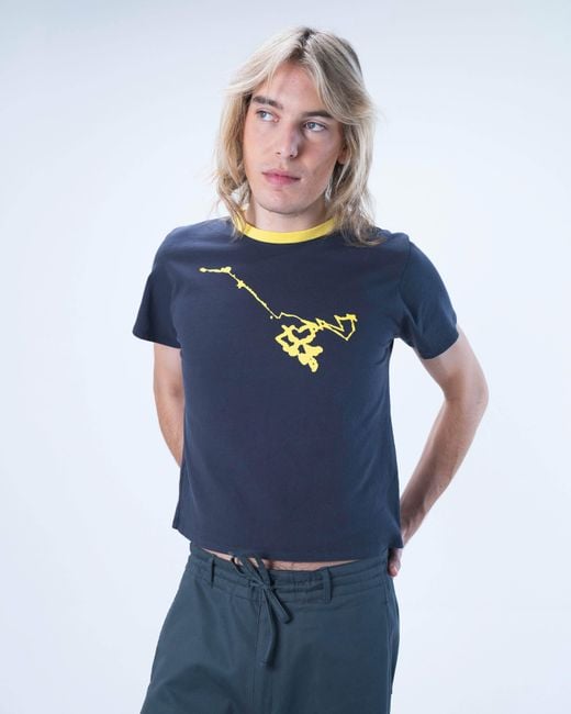 Lilia Munn Blue Boxy Organic Cotton Graphic Tee – for men