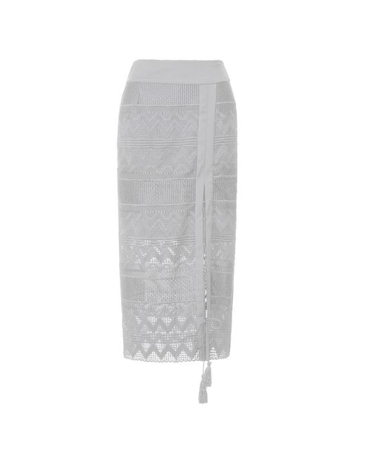 Smart and Joy Gray Geometrical Lace Midi Skirt