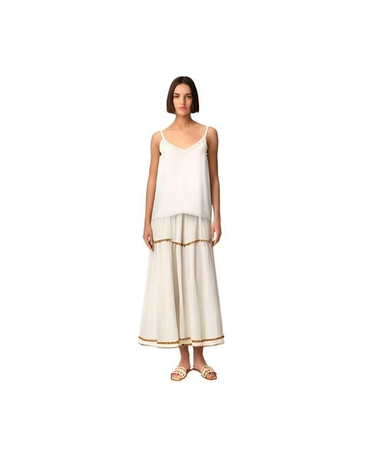 Haris Cotton White Tank Top With Lace Trim