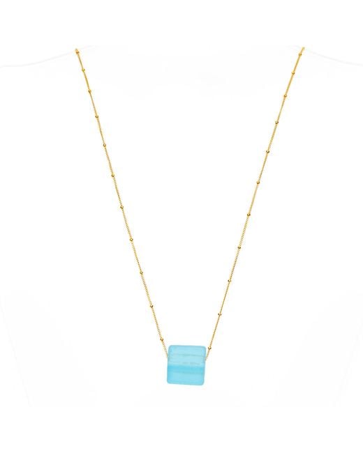 Smart Glass Jewelry Metallic Recycled Gin Bottle Cube Necklace Fill Aqua