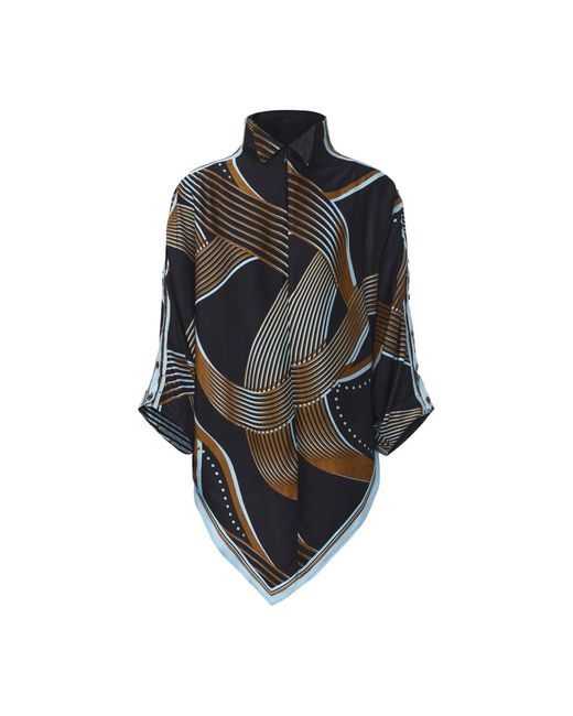 FRONT ROW SHOP Black Scarf Print Top And
